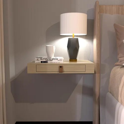 Miniatura 15 de Juego de 2 estantes flotantes con cajón, mesita de noche para dormitorio, baño o cocina, estante de pared de 16 pies con almacenamiento, color gris