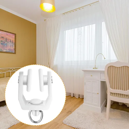 Miniatura 7 de Jetec 200 rodillos de cortina de techo a granel, ganchos flexibles y flexibles, deslizadores de plástico blanco de 0.433 in para cortinas