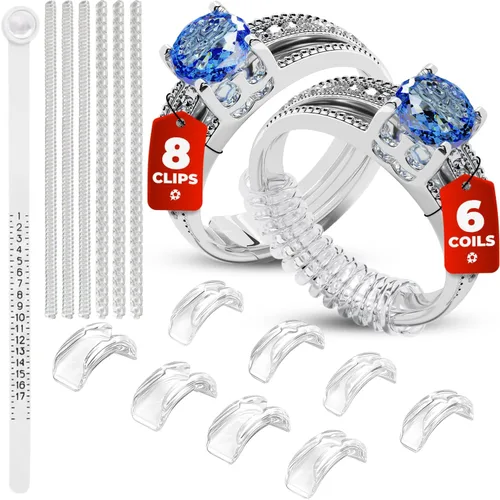 Miniatura 11 de Ajustadores de Tamaño de Anillo para Anillos Sueltos - 8 Ajustadores de Anillo de Fácil Enganche y 6 Ajustadores de Bobina - Protectores de Anillo