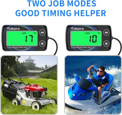 Miniatura 2 de Tacómetro de motor pequeño: Timorn Medidor de tacómetro digital inductivo impermeable, medidor de RPM y medidor de recursos humanos para motocross