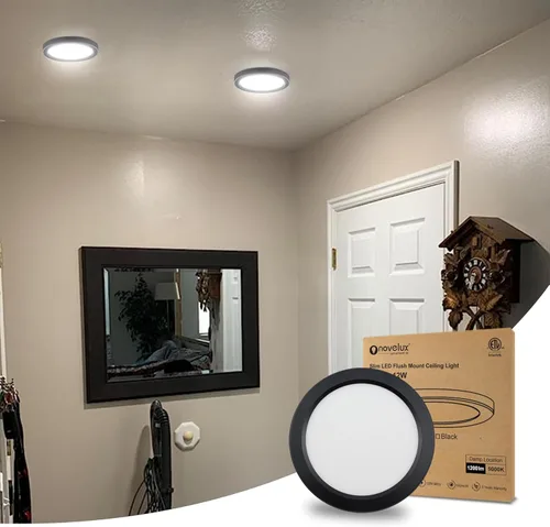 Lámpara de techo LED de 7 pulgadas, montaje empotrado, atenuable, luz de techo plana redonda ultra delgada de 5000 K, luz diurna, lámpara de techo