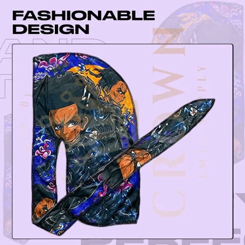 Miniatura 7 de Art Silky Durag con colas largas y anchas, durags de tela de seda suave satinada para mayor comodidad y compresión