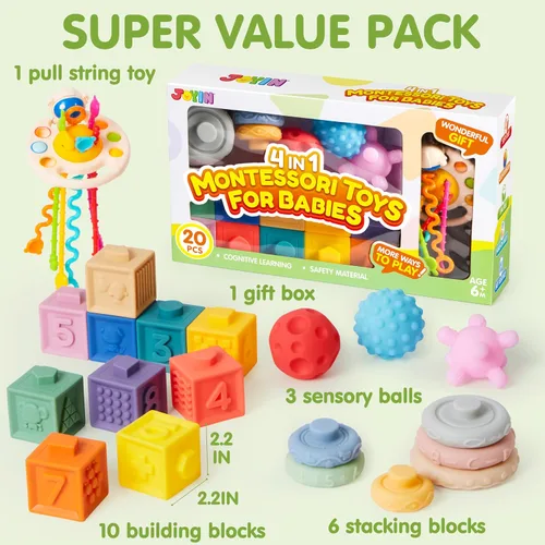 Miniatura 2 de JOYIN Juguetes para bebés - Juguetes Montessori para bebés, juguetes sensoriales de grado alimenticio presentes en círculos apilables
