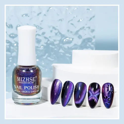 Miniatura 3 de MIZHSE Esmalte de uñas de ojo de gato 9D de secado rápido, sin gel, esmalte de uñas magnético azul-violeta con imán, secado al aire rápido, esmalte