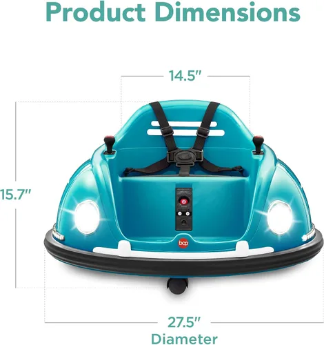 Miniatura 7 de Best Choice Products Coche eléctrico de parachoques Bumpin de 6 V, para niños de 1.5 a 6 años, control remoto para padres, giro de 360 grados, Azul