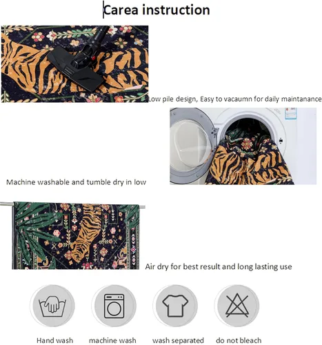 Miniatura 6 de Alfombras de entrada tropicales orientales lavables, alfombras antideslizantes hippies envejecidas boho vintage delgadas de 2 x 3 para baño, cocina