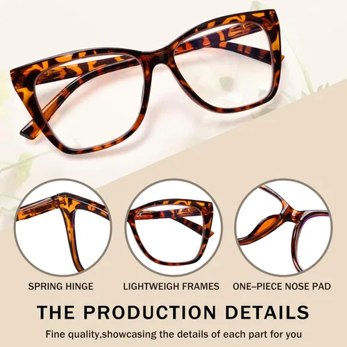 Miniatura 4 de SIGVAN Paquete de 3 lentes de lectura para mujer, de gran tamaño, con bisagra de resorte, ojos de gato, antifatiga ocular