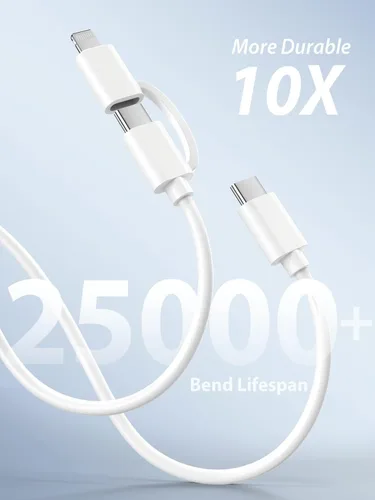 Miniatura 5 de Quntis Cable USB C a C/Lightning 2 en 1, paquete de 2 cables de carga múltiple USB C de 6.6 pies para iPhone 15 16 [certificado MFi], cable de carga