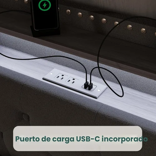 Miniatura 4 de LARMACE Base de cama tamaño King con 4 cajones de almacenamiento, base de cama tapizada de terciopelo, plataforma King con luces LED y estación