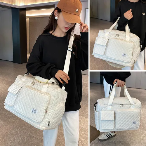 Miniatura 16 de Pequeña bolsa de gimnasio para mujer, bolsa de viaje con compartimento para zapatos