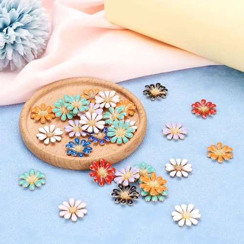 Miniatura 7 de Craftdady Cuentas de flores de resina, 72 piezas de cabujones de flores kawaii con parte trasera plana, 2 estilos, sin agujero, cuentas de rosas