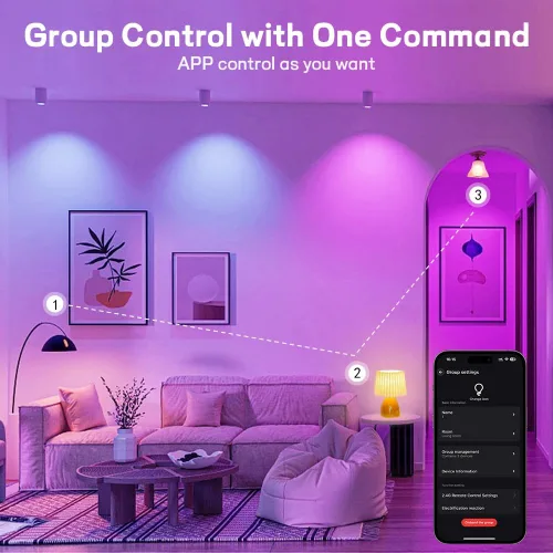 Miniatura 7 de Bombilla inteligente KL110, WiFi LED Magic Home Smart Bulb APP funciona con Alexa y Google Assistant, E26 A19 regulable, 2.4 GHz, no requiere