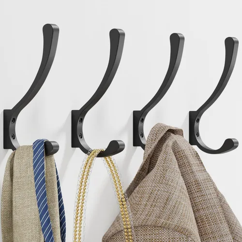 saffruff Ganchos de montaje en pared, ganchos de metal resistentes para colgar ropa, mochila, bolsa, toalla y chaqueta, fuerte gancho de armario de