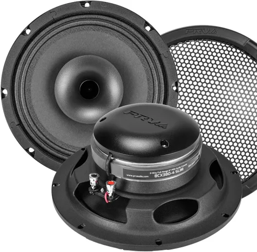 PRV AUDIO Altavoz coaxial de audio para automóvil de 8 pulgadas, 2 altavoces delgados 8CX380-4 con controlador de tweeter incorporado y parrilla