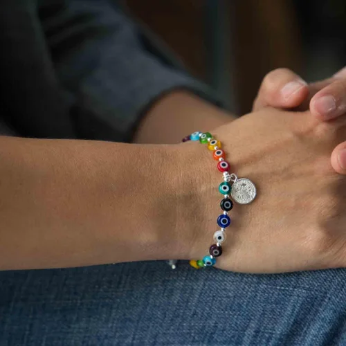 Miniatura 2 de Pulsera de ojo con medalla de plata de San Benito