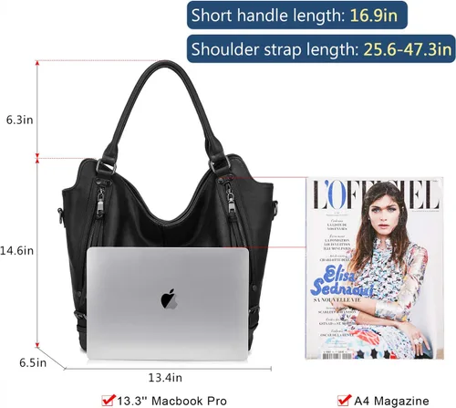 Miniatura 22 de Bolso Hobo oculto para mujer, de piel sintética, bolso cruzado de hombro, bolsa grande con funda desmontable
