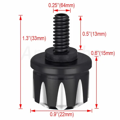 Miniatura 3 de Amazicha Tornillo de tornillo de asiento negro de acero inoxidable compatible con asiento Harley Davidson con rosca de 1/4 "-20