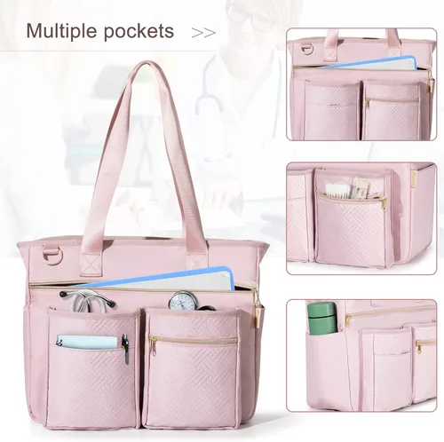 Miniatura 5 de Fasrom Bolsa de mano para enfermeras de trabajo con funda para laptop, bolsa clínica de salud en el hogar para estudiantes de enfermería y asistente