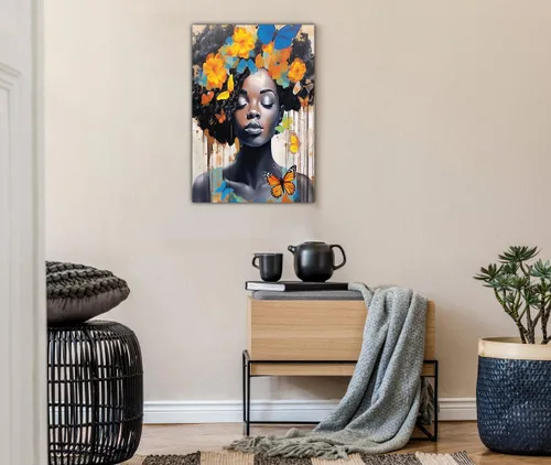 Miniatura 97 de Arte de pared afroamericano, decoración de rey y reina bailarín negro para sala de estar, arte de pareja de amor negro para dormitorio, lienzo