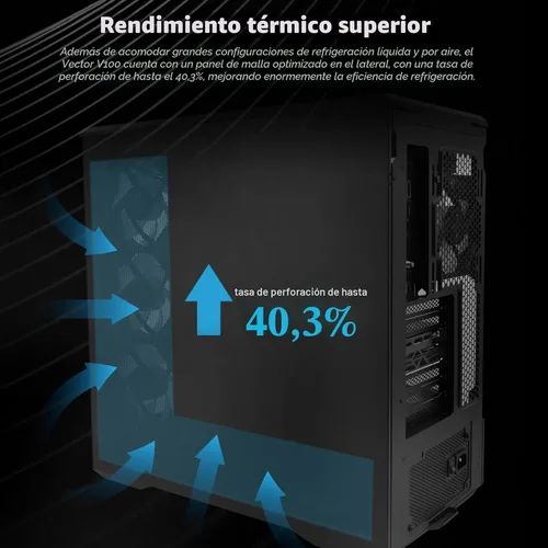 Miniatura 6 de Lian Li V100 ATX Carcasa de PC de Torre Media, 4 x 120mm Ventiladores ARGB PWM Preinstalados, Tira LED RGB, Plataforma de Visualización con Vidrio