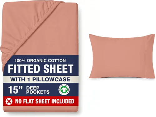 Miniatura 39 de LANE LINEN Sábanas ajustadas tamaño king, 100% algodón orgánico, juego de 3 piezas (1 sábana ajustada, 2 fundas de almohada), tejido percal, ultra
