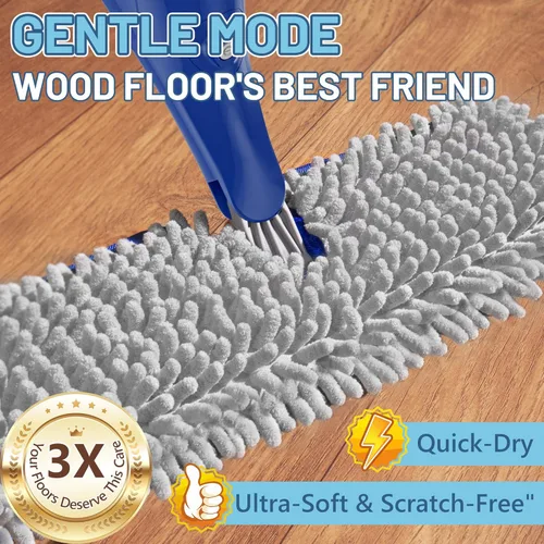 Miniatura 4 de Papclean Trapeadores en aerosol para limpieza de suelos: fregona de polvo de doble cara para pisos de baldosas de madera dura con almohadillas