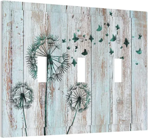 Miniatura 26 de Cubiertas Decorativas para Placas de Interruptor Diente de León Azul Rústico Citas Inspiradoras Casa de Campo Tablón de Madera Gris 1 Gang Cubierta