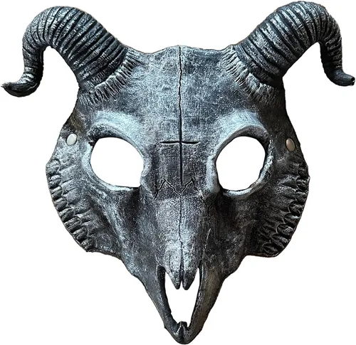 Miniatura 12 de Máscara de cabra para Halloween, oveja, cráneo, carnaval, fiesta, poliuretano, animal, cuerno de animal, cosplay, fiesta, accesorio de disfraz Negro