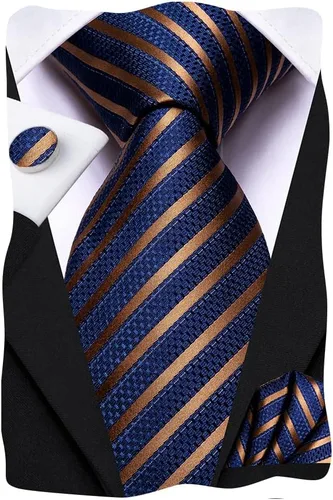 Miniatura 152 de Dubulle Corbata tejida de cachemira para hombre y gemelos de pañuelo para hombre, conjunto de gemelos para boda formal y negocios