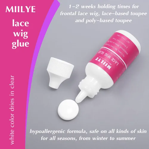 Miniatura 7 de MIILYE Juego de spray de pegamento para peluca para encaje frontal Pegamento blanco y removedor con banda de fusión Kit de encaje