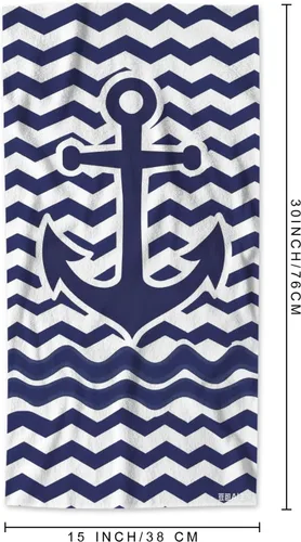Miniatura 2 de AOYEGO Anchor - Toallas de mano náuticas azul marino en rayas onduladas cheurón altamente absorbentes, toallas suaves para baño, playa, cocina, spa