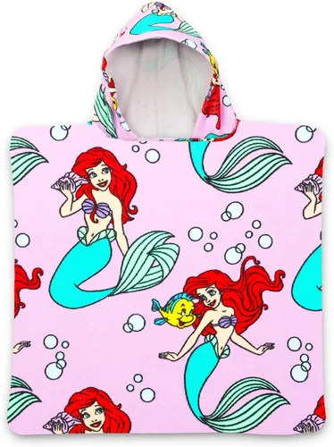 Miniatura 2 de Disney Juego de toallas con capucha de La Sirenita para niños y niñas, paquete de poncho de toalla de baño de La Sirenita con calcomanías y más