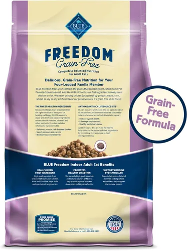 Miniatura 2 de Blue Buffalo Freedom - Alimento seco natural para gatos adultos, sin granos, para interiores, pollo, 5 libras