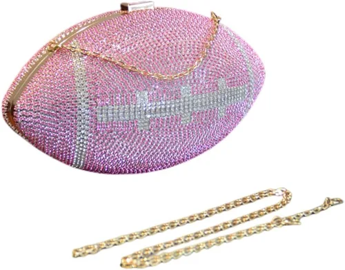 Miniatura 19 de UMREN Bolso cruzado con forma de baloncesto para mujer, con diamantes de imitación, bola redonda de cristal, bolso de mano para fiesta de boda