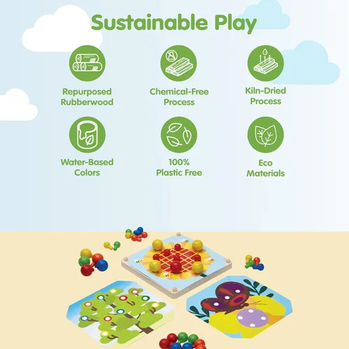 Miniatura 3 de PlanToys® Creative Peg Board juguete de madera para niños de 3 años en adelante Juego educativo Montessori para la imaginación, habilidades