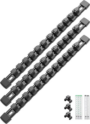 ALOANES Organizador de enchufes de acrilonitrilo butadieno estireno (ABS) de 3 piezas, rieles de enchufe para unidad de 1/2 pulgada, soportes de
