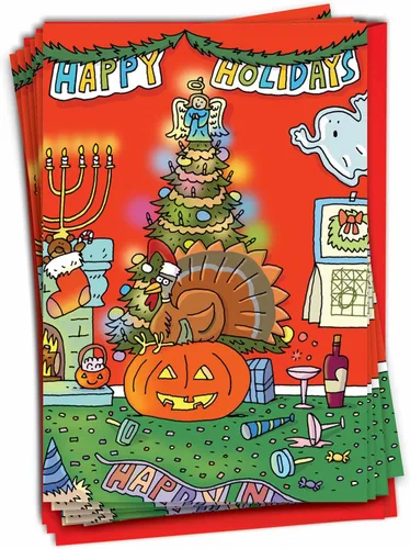 NobleWorks - Caja de 12 divertidas tarjetas de felicitación de Navidad con sobres, vacaciones de humor para hombres y mujeres (1 diseño, 12
