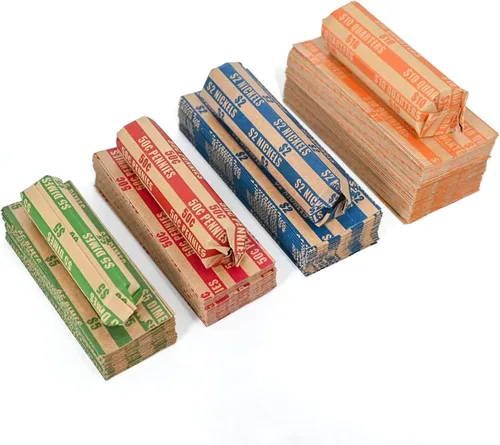 Miniatura 7 de DGBDPACK 125 Surtido de envoltorios planos para monedas, 25 centavos, 25 níquel, 25 centavos, 50 cuartos Paquete conveniente