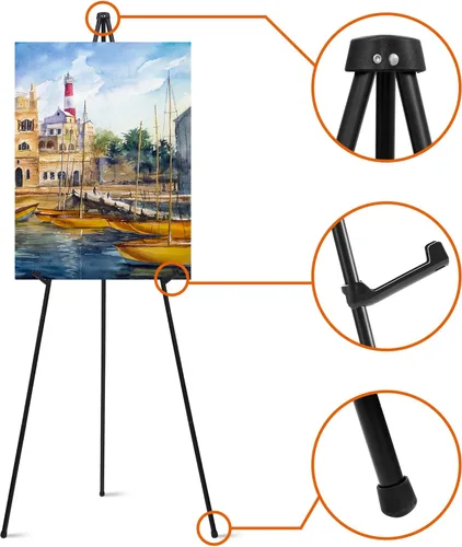 Miniatura 6 de ARTASY Soporte de caballete de 63 pulgadas para letreros de boda, carteles, caballete de artista portátil para pintar lienzo, trípode para el hogar