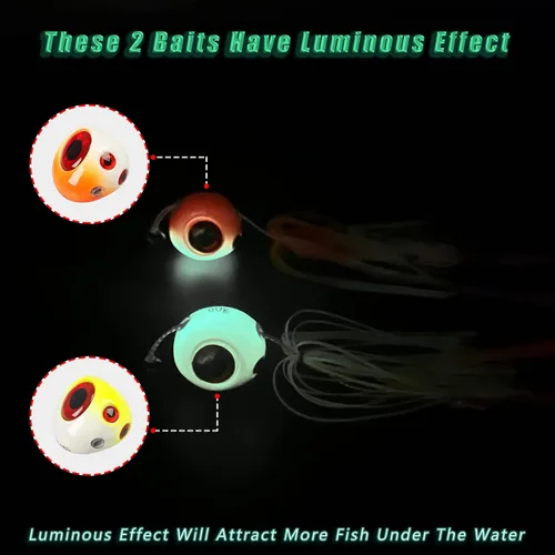 Miniatura 4 de 3 piezas de plantillas de pesca de mar, 2.12 oz-7.05 oz tai kabura jig señuelos de pesca luminosos cebos artificiales pargo Kabura jigs con ganchos