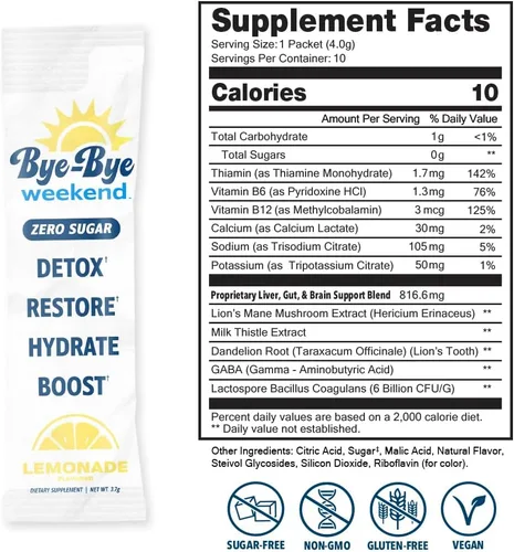 Miniatura 8 de Lemonade Drink Mix - Electrolitos, probióticos, vitaminas para el hígado y el intestino - Adiós hinchazón, fatiga, niebla cerebral, cero azúcar