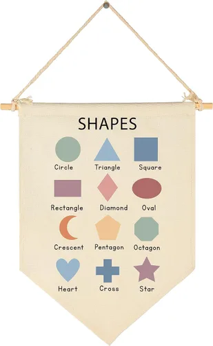 Banner educativo con formas para decoración de aula, regalo de consejero de profesor, letrero de bandera para aula, decoración de pared para niños,