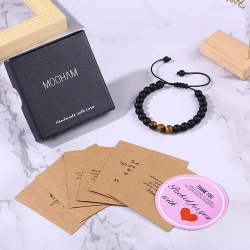 Miniatura 6 de M MOOHAM Mens Beaded Bracelets Tiger Eye Bracelets for Boyfriend Husband Soulmate Dad Son Grandson BrotherUncleNephewStep Dad - Anniversary