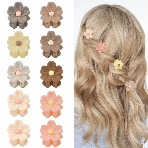 Miniatura 8 de Ahoney 10 pinzas pequeñas para el cabello, lindas pinzas de 0.77 pulgadas con margaritas de flores para mujeres y niñas, coloridos pasadores