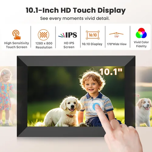 Miniatura 4 de Marco de fotos digital Uhale con WiFi de 10.1 pulgadas con almacenamiento de 32GB, marcos de fotos electrónicos con pantalla táctil IPS HD de 1280 x