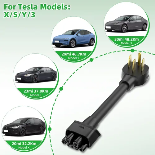 Miniatura 4 de Adaptador NEMA 14-50 para conector móvil Tesla Gen 2, adaptador de carga rápida EV de 240 V 32 A, cable resistente de 11 pulgadas, seguro