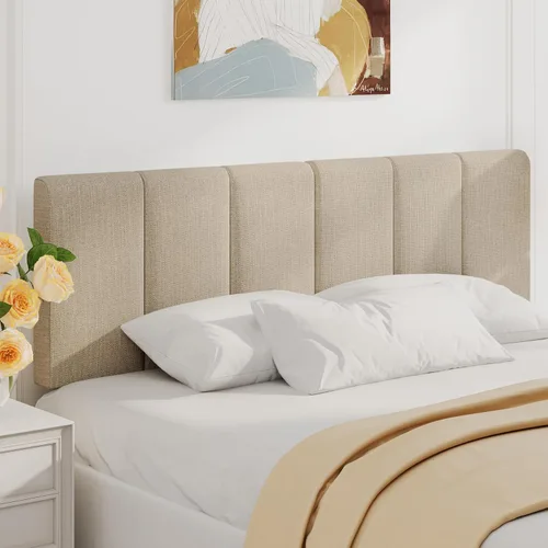 Miniatura 10 de Yongchuang - Cabecero blanco tamaño King, tapizado en piel sintética, cabeceros para cama King, cabecero de cama King con altura ajustable, paneles