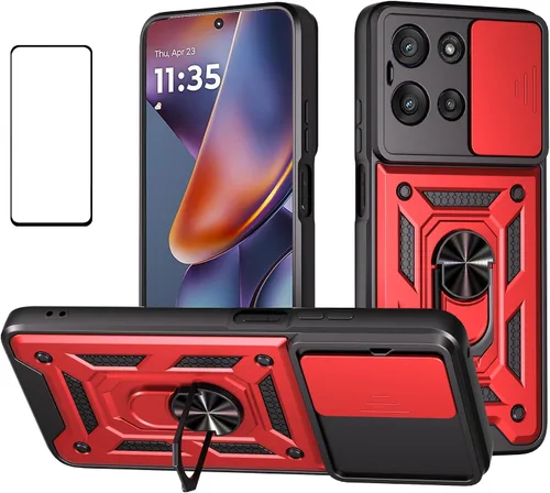 Miniatura 20 de Funda para Motorola Moto G 5G 2024 con protector de pantalla, funda protectora con protector de cámara, funda protectora con función atril para Moto
