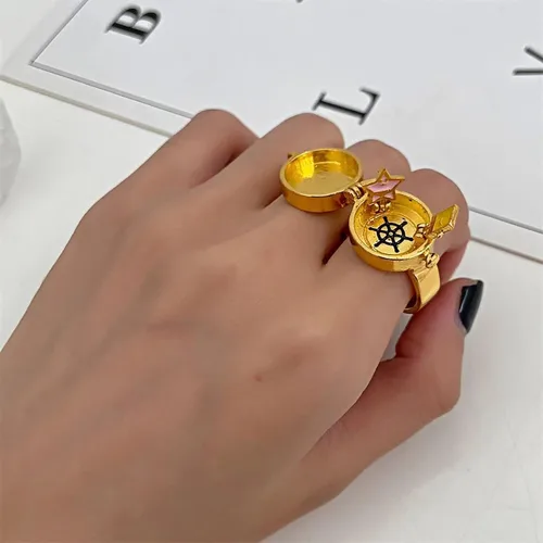 Miniatura 4 de ALFAAL 3 anillos de mejor amiga, anillo de apertura ajustable de anime para adolescentes, el mejor regalo de joyería de amistad, Metal, Sin piedras