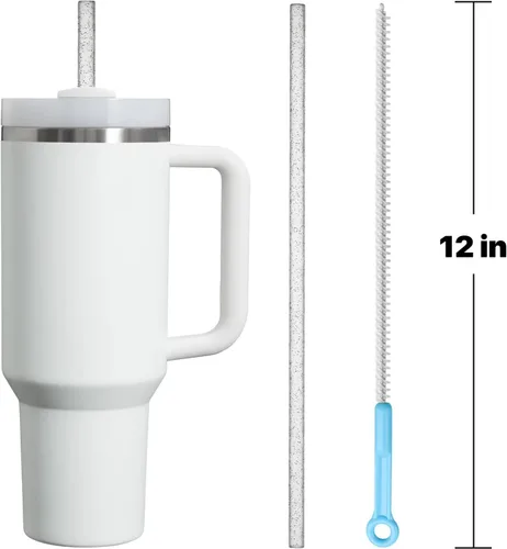 Miniatura 4 de Paquete de 6 popotes reutilizables con purpurina, 12 pulgadas de largo, se adapta a vasos Stanley de 30/40 onzas, material PCTG de alta calidad sin